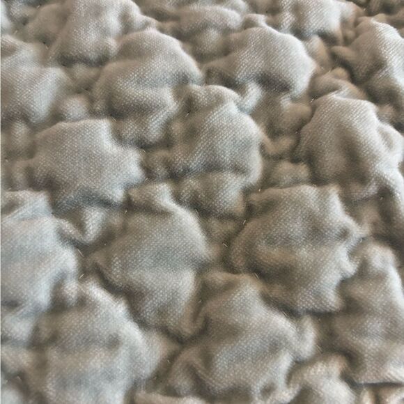 Pair of RARE Pottery Barn Aqua Washed Velvet and Silk Euro Shams - Picture 2 of 8